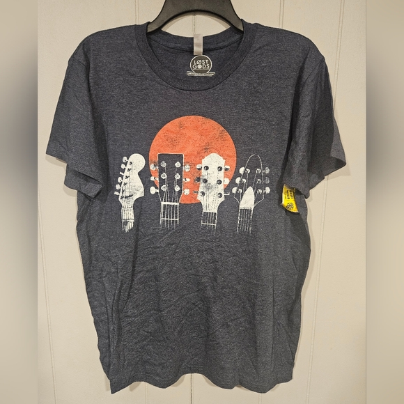 Lost God's Collective Blue Medium Guitar Head Short Sleeve T-Shirt Men's NWT - Picture 1 of 6